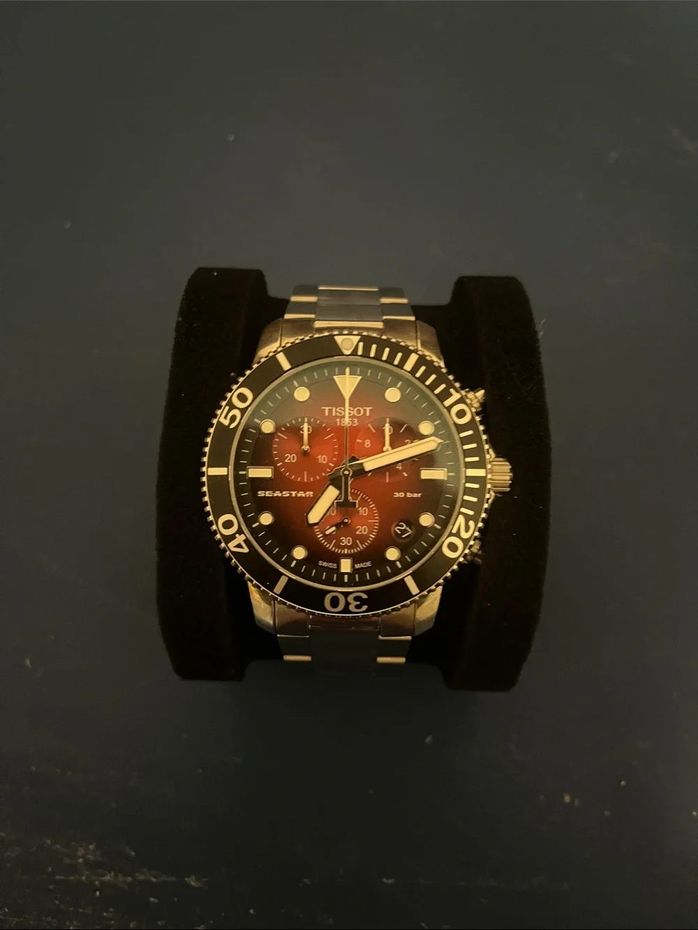 Tissot Red Dial Stainless Steel Sport Chronograph